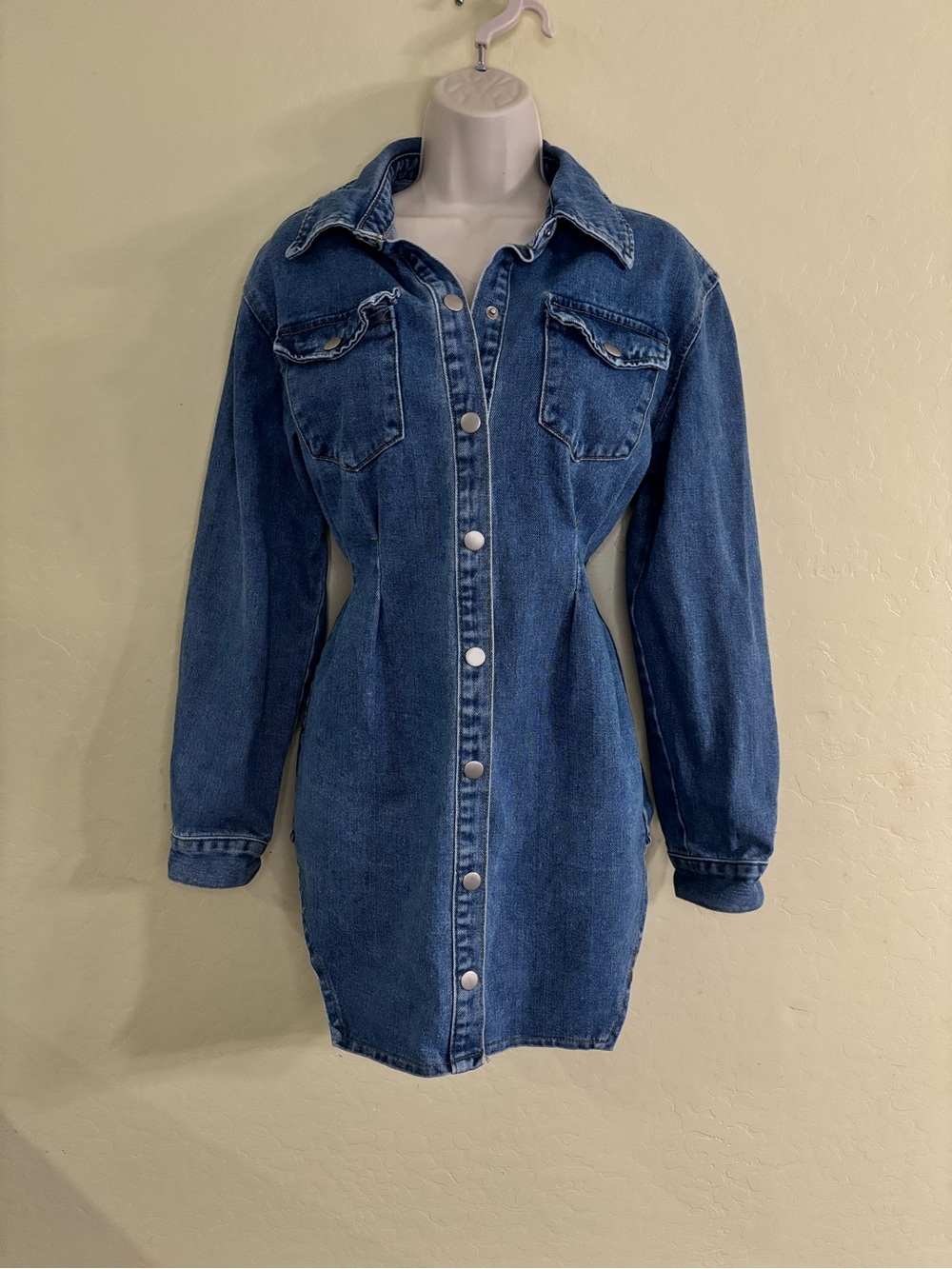 PrettyLittleThing Blue Denim Button-Front Shirt Dress Size 4 - Picture 4 of 16